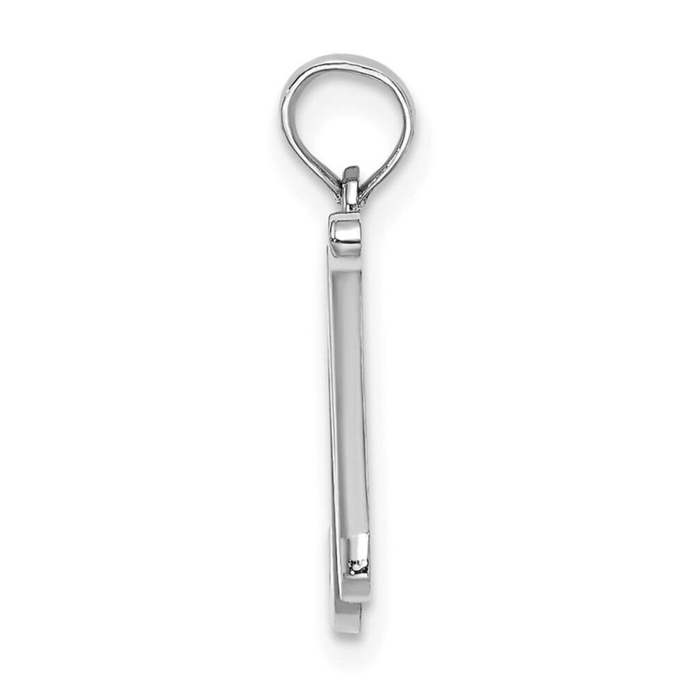 10k White Gold Polished N Script Initial Charm - image 2